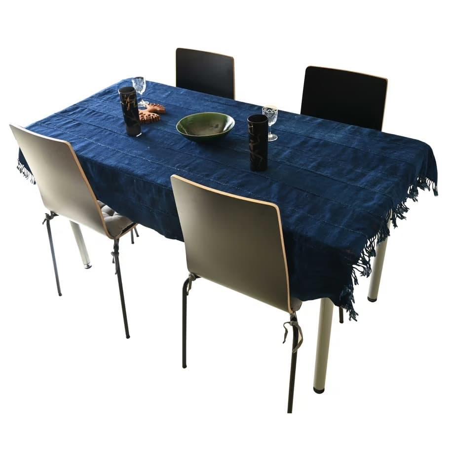 Used Africa Burkina Faso Mossi Tribe / Dark Indigo Large Cloth / Fringed Stole