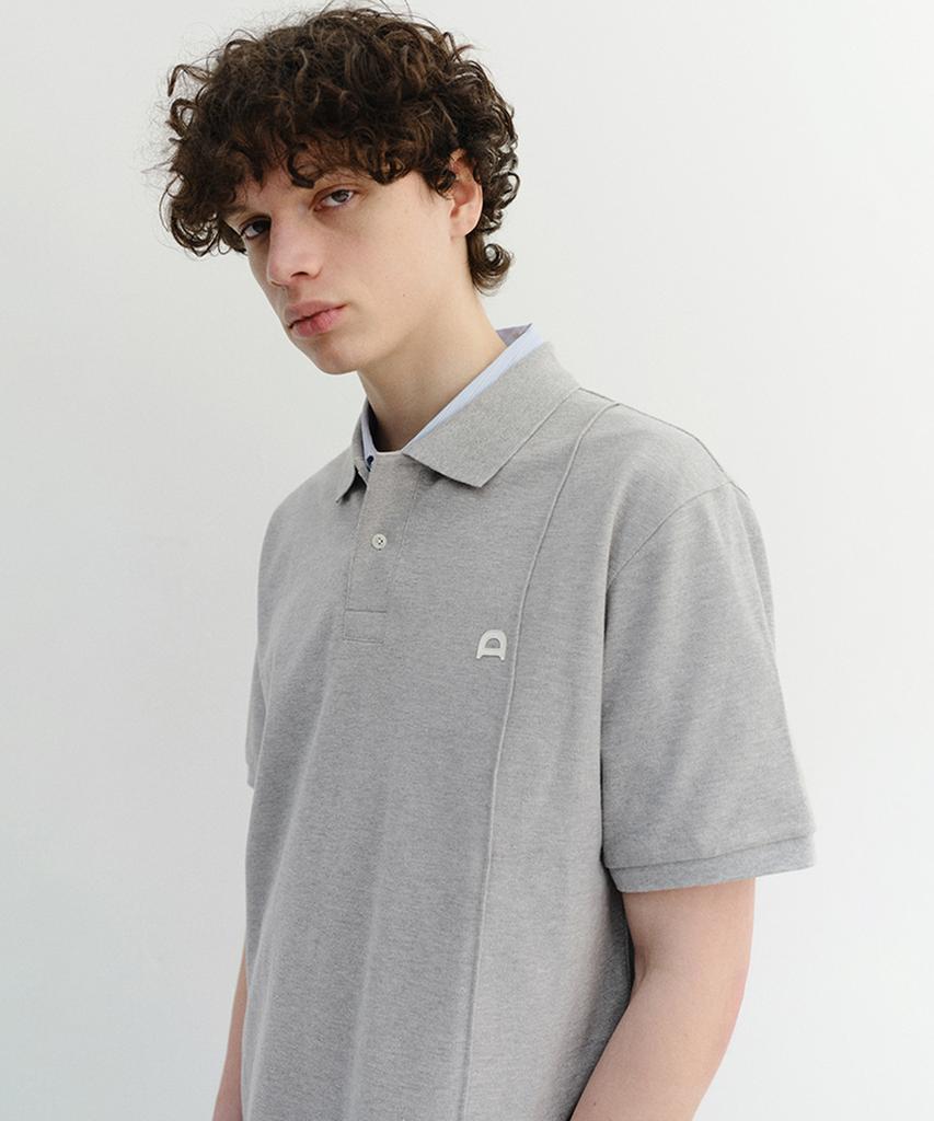 Deonseuteupomaen Leather Logo Polo Shirt_Unisex_Udts6B122_Melange Gray