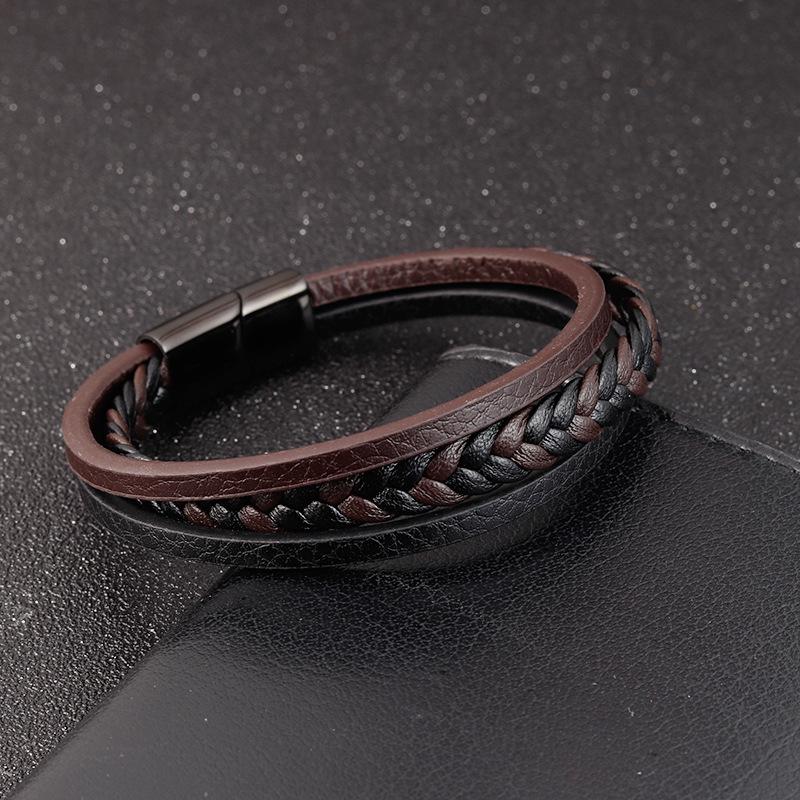 Europese en Amerikaanse Accessoires Partij, Eenvoudig, Heren Leren Armband, Dubbellaagse Studentensieraad.
