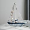 Hölzernes Segelbootmodell für die Küste Rustikale maritime Schiffsfigurine mit Muschel und Seestern Strand Meeres-Thema Tischdekoration für Wohnzimmer Schlafzimmer