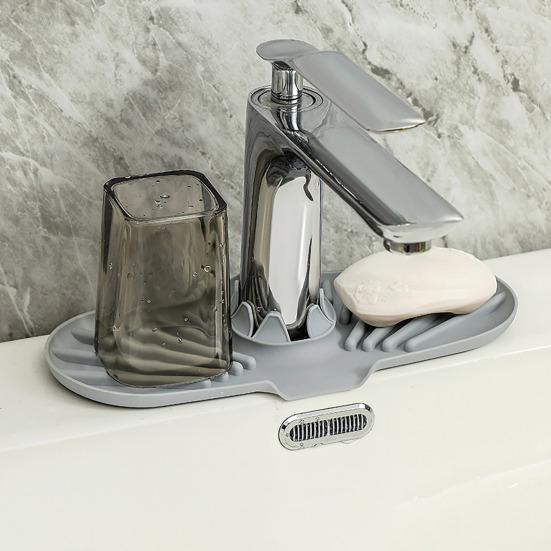 Tavă de robinet pentru chiuvetă de bucătărie Tavă de drenaj din silicon Suport pentru burete pentru săpun cu varză de scurgere Accesorii pentru blat de bucătărie