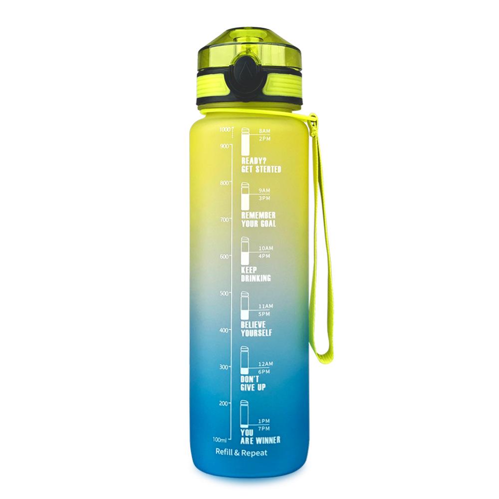 Bouteille d'eau de sport Tritan à dégradé - 1L Plastique de qualité alimentaire Gourde de fitness