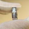 Huitan Luxury Trendy Women Rings Full Paved Rectangular Cubic Zircon Eternity Wedding Band Accessories Fashion Versatile Jewelry
