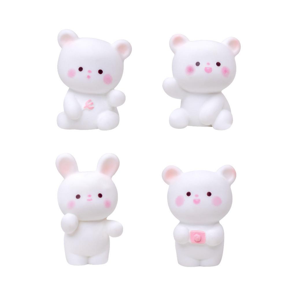 Adorable Resin Bear And Bunny Figurines Miniature Desk Car Decoration Cute Rabbit And Bear Ornaments