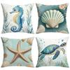 1/4 stuks Kust Kussenhoezen Aquarel Oceaan Zee Schildpad Zeepaardje Zeester Schelp Decoratieve Kussenslopen