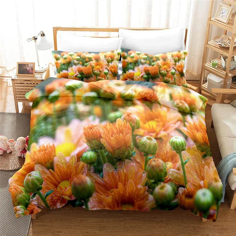 Dekbedovertrek Bedlinnen 3d Bloemen Beddengoedsets Print Valentijnsdag Thema Hometextielset 2/3 stuks Overtreksets Voor Bedden Dropship