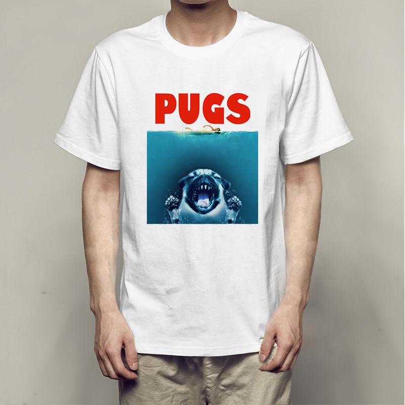 Summer Bago Dog Rock Pug Rock Printed Cotton Loose Round Neck Short Sleeve T-Shirts Men’s