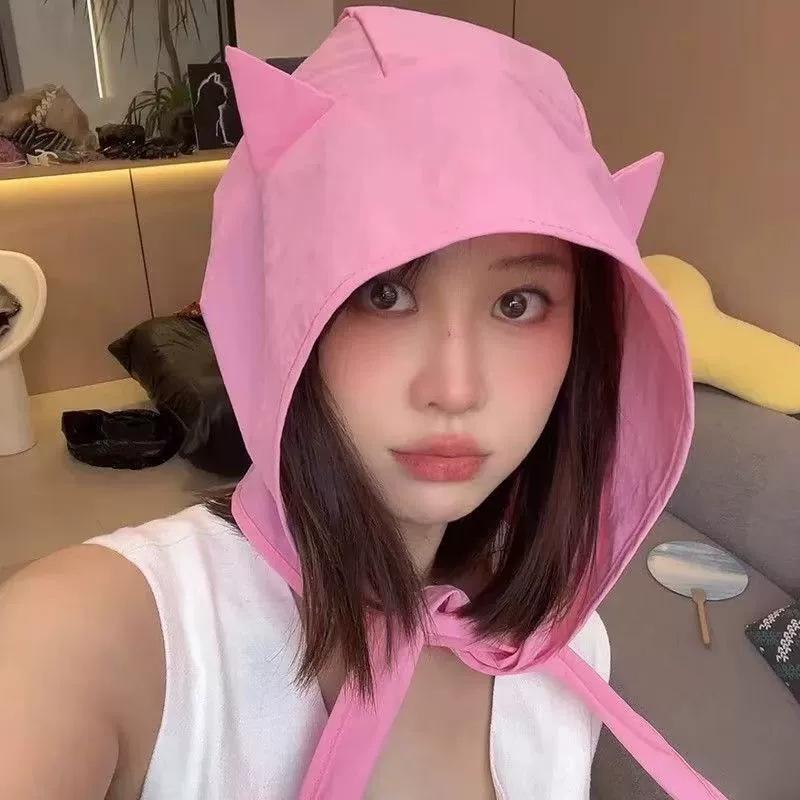 Fashion Summer Sunshade Fisherman Hat With Strap Quick Dry Cute Ear Design Portable Cap for Boys Outdoor Play