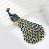 Live Broadcast Retro Heavy Industry Large Version Peacock Open Screen Brooch Femininity Versatile High-End Animal Pin