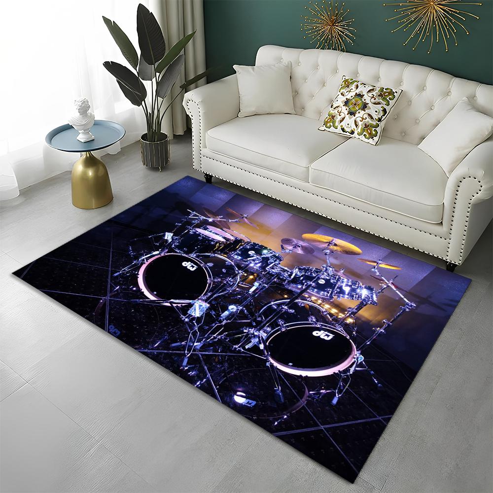 Music Instruments Drum Kit Drum Set Carpet Rug for Home Living Room Bedroom Sofa Doormat Decor,kids Area Rug Non-slip Floor Mat