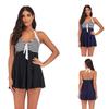 2023 European & American Women's Sexy Striped Skirted Bikini for Beach Vacations