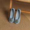Krazing Pot Suede Spring Summer Size 41 Med Heels Colorful Crystal Women Square Toe Shallow Pumps