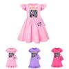 Kpop Demon Hunters Girl Short Sleeve Sleep Dress With Ruffled Hem For Ki Comfort