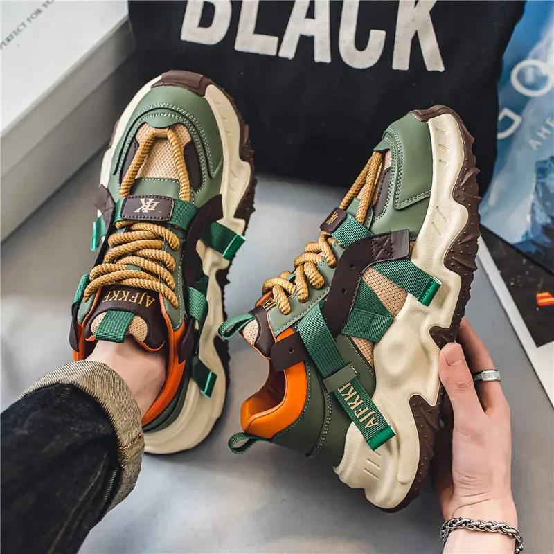 Männertrend Frühling Herren Freizeitmode Bequeme Outdoor Lauf-Sneaker 44 Dicke Sohle Vier Jahreszeiten Sportschuhe