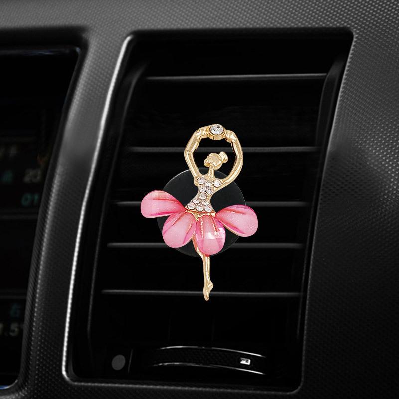 2 pièces Crochet Clip d'aération de voiture Mignon Dessin animé Créatif Fille de ballet Clip décoratif pour parfum de voiture Diffuseur de désodorisant de voiture