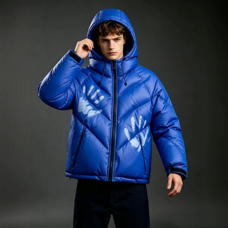 Mens Thermal Reactive Color-Changing Hooded Puffer Jacket Winter Thick Cotton Coat Casual Sportswear