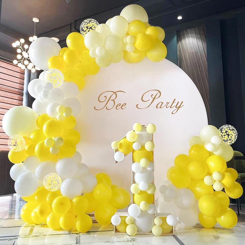 Baby Yellow Balloons Garland Yellow White Gold Confetti Balloon Arch Kit Birthday Party Baby Shower Home Party Decoration Globos