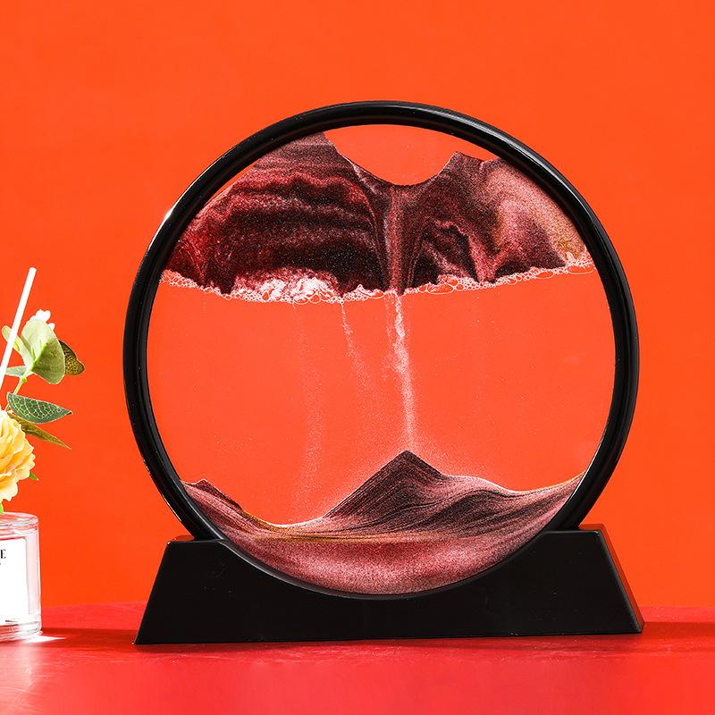 Creative 3D Hourglass with Shelf Deep Sea Sandscape Quicksand Painting Moving Sand Art Picture Home Decor Desk