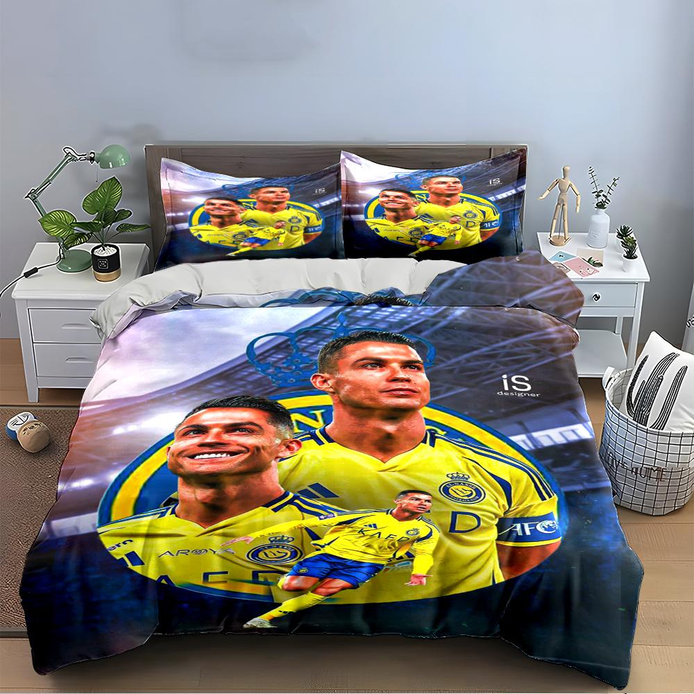 "Gelber Fußballstern Set" Bettwäscheset (1 Bettbezug, 2 Kissenbezüge, Bettdecke nicht enthalten)