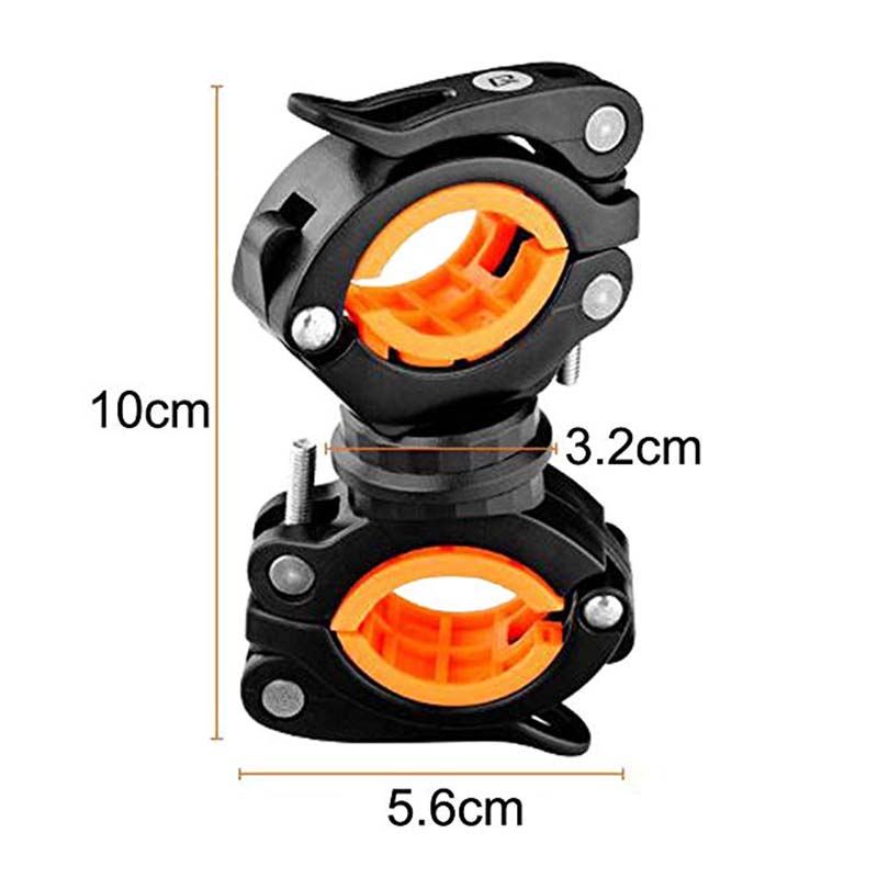1 pince de vélo rotative à 360 degrés pour lampe torche LED, support de lampe frontale, accessoire de vélo