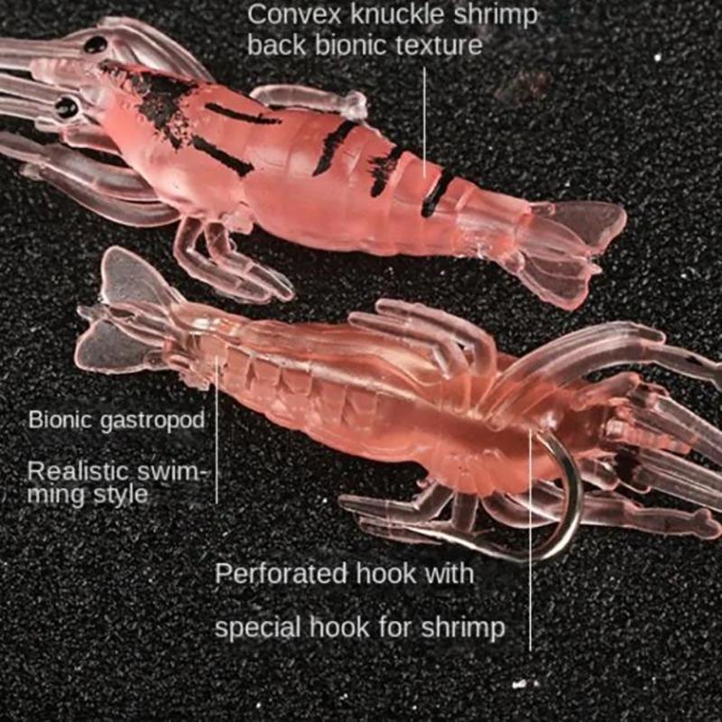 15Pcs New Pvc Shrimp Lures Multicolor Soft Luminous Shrimp Bait Set Fishing Lure With Sharp Hook