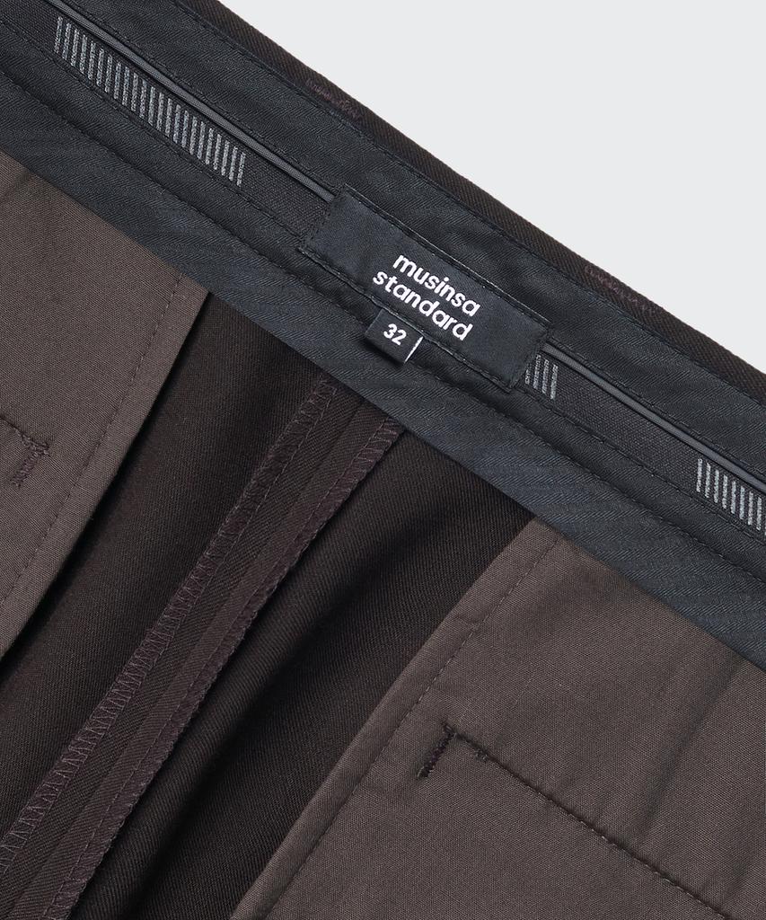 Musinsa Standard Real Wide Hidden Banding Slacks [Dark Brown]
