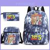 Toy Story Cartoon Print Oxford Canvas Backpack With Zipper Closure For Casual Travel Teens