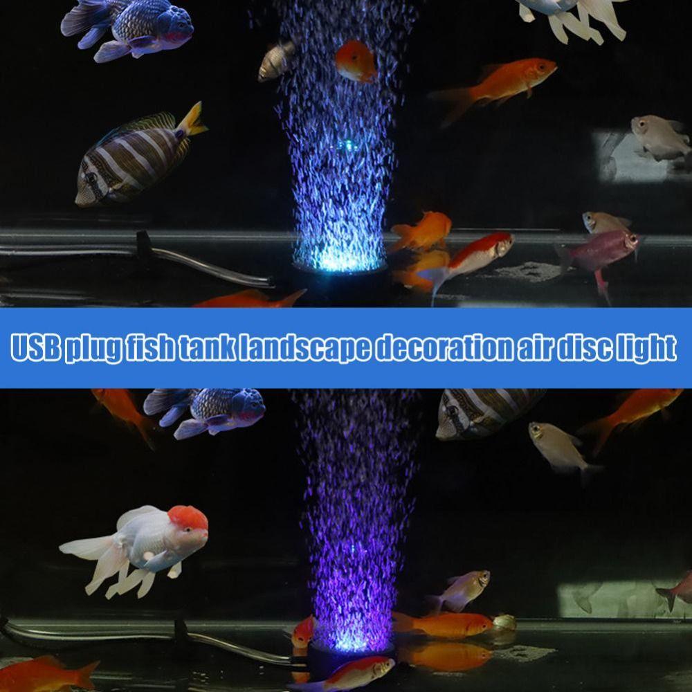 USB Powered Aquarium Bubble Light RGB LED Fish Tank Air Disc Lamp  for Aquarium Oxygen Aeration