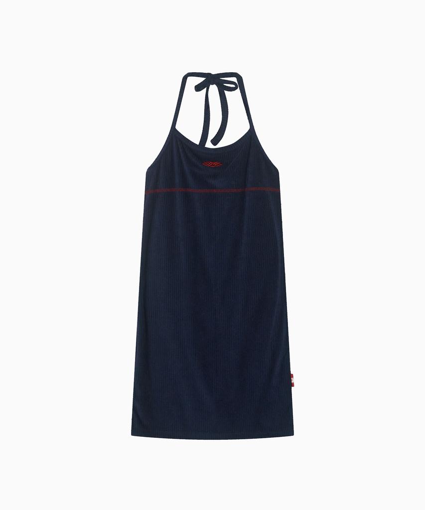 Minasu Slim Fit Halter Neck Terry Onepiece_Navy