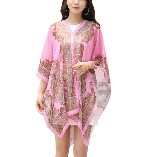 Women Shawl Cashew Print Beads Ladies Loose-fitting Sexy Cover Up for Vacation