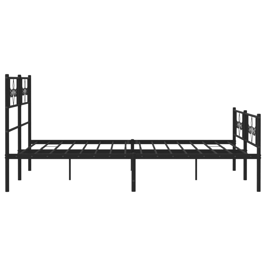 Metal Bed Frame with Headboard and Footboard Black 120x200 Cm