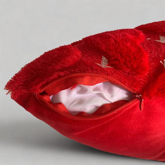 Czerwona Poszewka na Poduszkę w Kształcie Serca Pluszowa Poszewka na Poduszkę w Kształcie Serca Miłości Romantyczna Puszysta Poszewka na Poduszkę 3D w Kształcie Serca do Salonu Sypialni Dekoracja na Walentynki