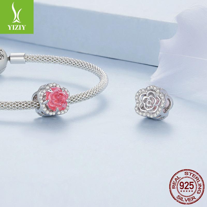 Uv Color-Changing Rose Flower Diy Beads, Elegant And Advanced S925 Silver Beads Loose Beads