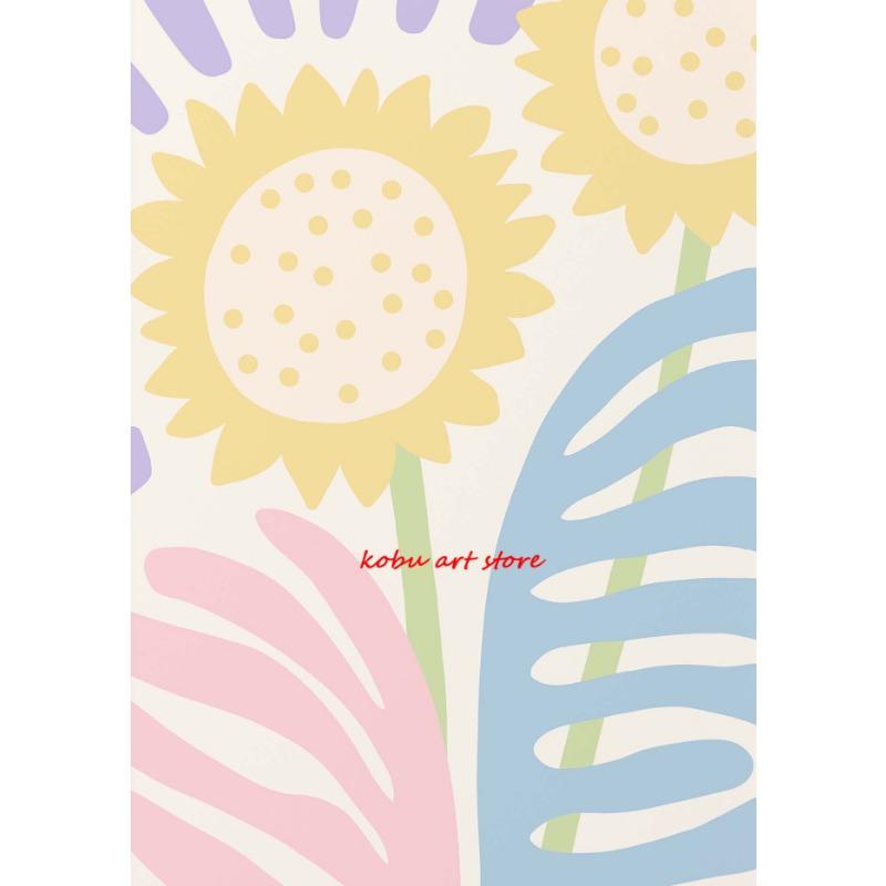 Abstract Danish Pastel Floral Illustration Boho Flower Poster and Print Canvas Painting Wall Art Picture for Living Room Decor