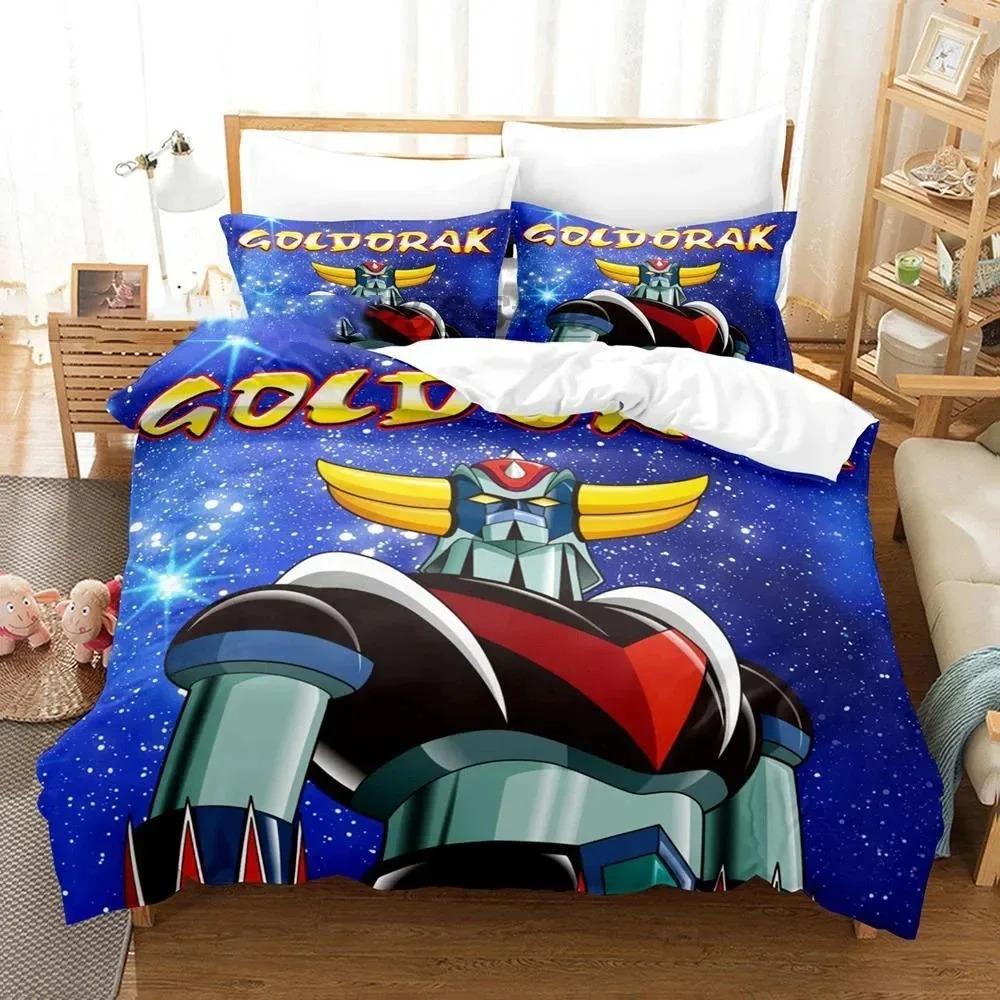 Cartoon Goldorak Grendizer UFO Robo Bedding Set Duvet Cover Pillowcase Boys Girls Adults Twin King Double Bedroom