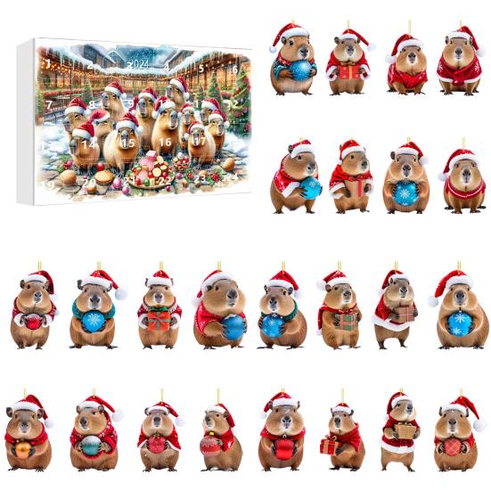 Calendrier de l'Avent Capybara Noël Décorations Capybara 2D Compte à rebours 24 jours