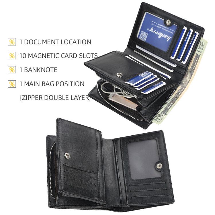 Baellerry Men's Fashion Short Wallet Zipper Coin Purse Multi-card Slots Billfold Vertical Notecase Pu Leather Card Holder