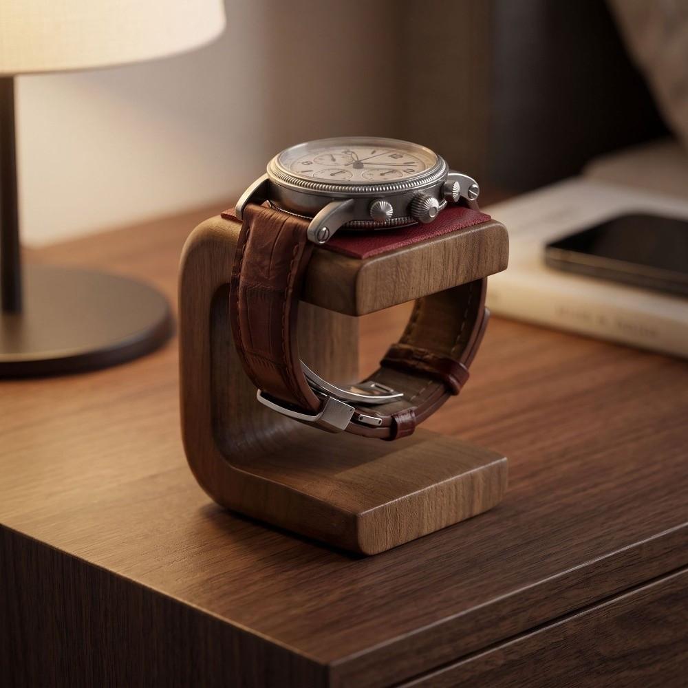 Houten Horloge Display Stand met Leren Pad Sieraden Display Rek Display Stand Horloge Houder Winkel