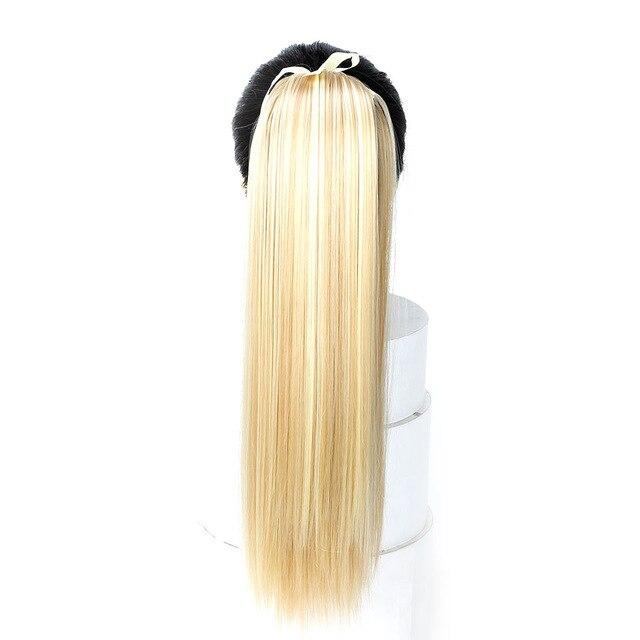 55CM Clip In Drawstring Ponytail Hairpieces for Women Black Brown Heat Resistant Synthetic Long Straight Hair Extension