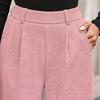 Pantalon Femme Élastique Taille Moyenne Jambe Large Style Ample Pantalon Long Automne Hiver Côtelé Décontracté avec Poches