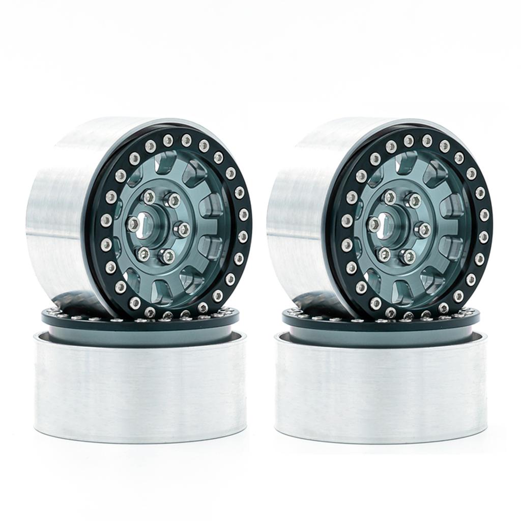 Aluminum Alloy Wheel Rim Beadlock Wheel Rims Hub 4pcs Replacement for 1/10 TRX4 Axial SCX10 90046