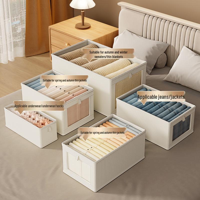 Sichtbare Stoff Kleideraufbewahrungsbox mit Deckel zur Schrank- und Hosenorganisation