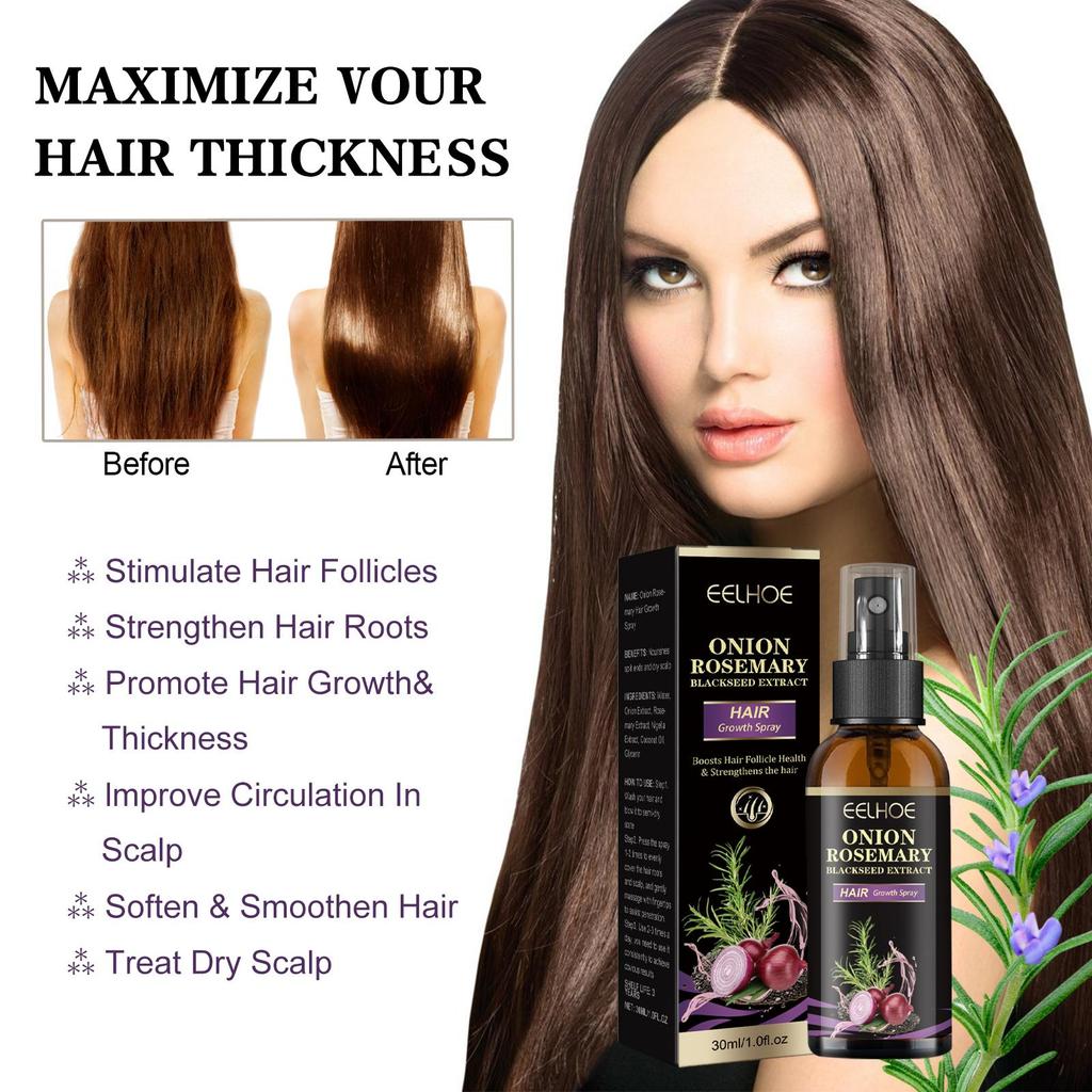 EELHOE Onion Rosemary Hair Spray Deep Moisturizing Scalp Smooth & Shine Hair Conditioning Spray
