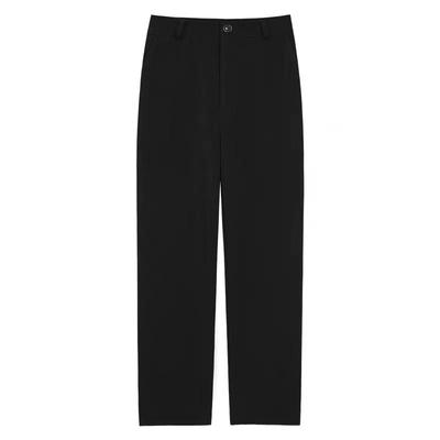 Women's High-Waist Black Wide-Leg Suit Pants - Summer Thin, Slim, and Casual Professional Trousers