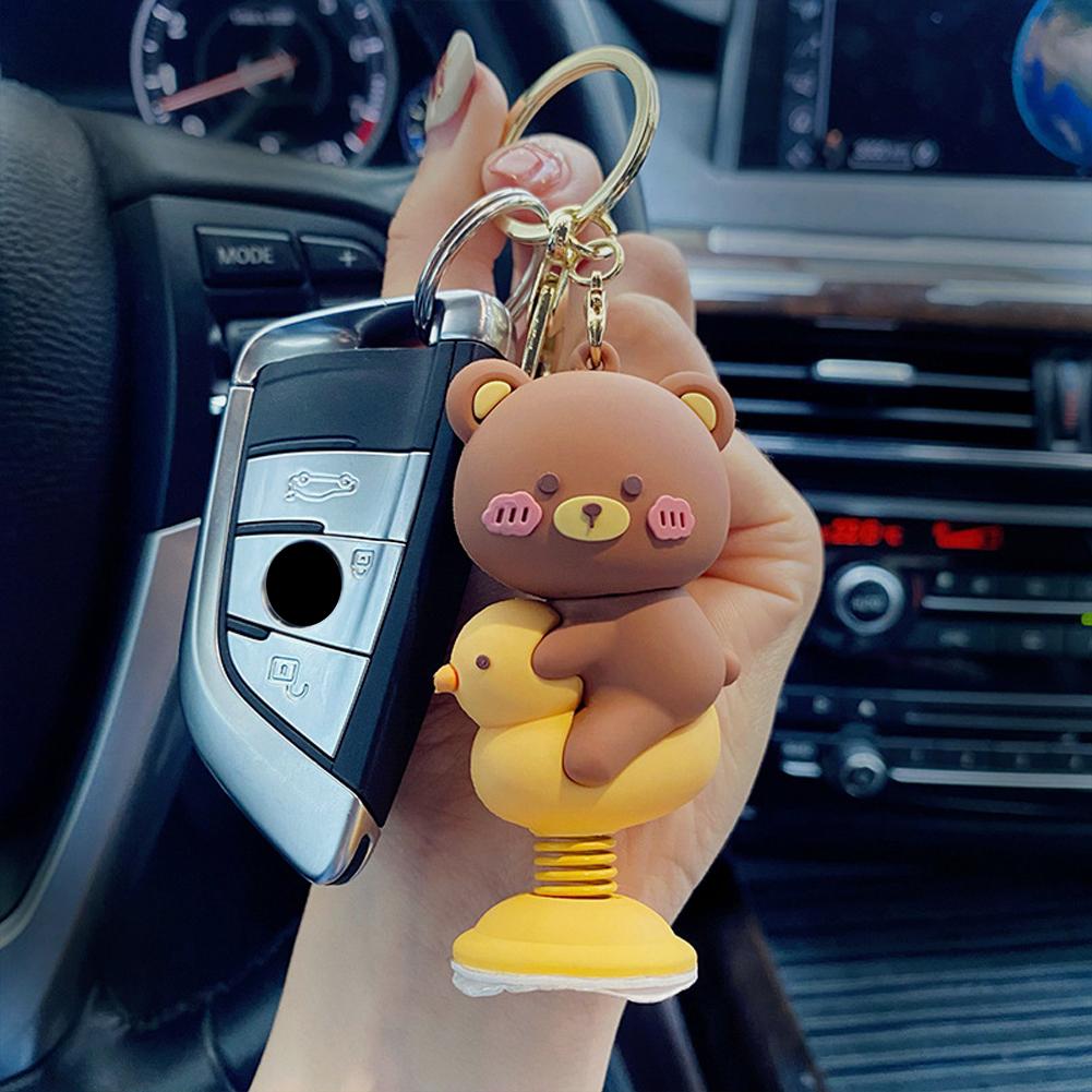 Anime Cute Animal Shaking Head Spring Toys Car Panel Dashboard Decoration PVC Car Ornament Doll Auto Interior Accessories