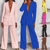 2024 Autumn Women's Fashion Long Sleeve Suit with Straight Leg Pants Set