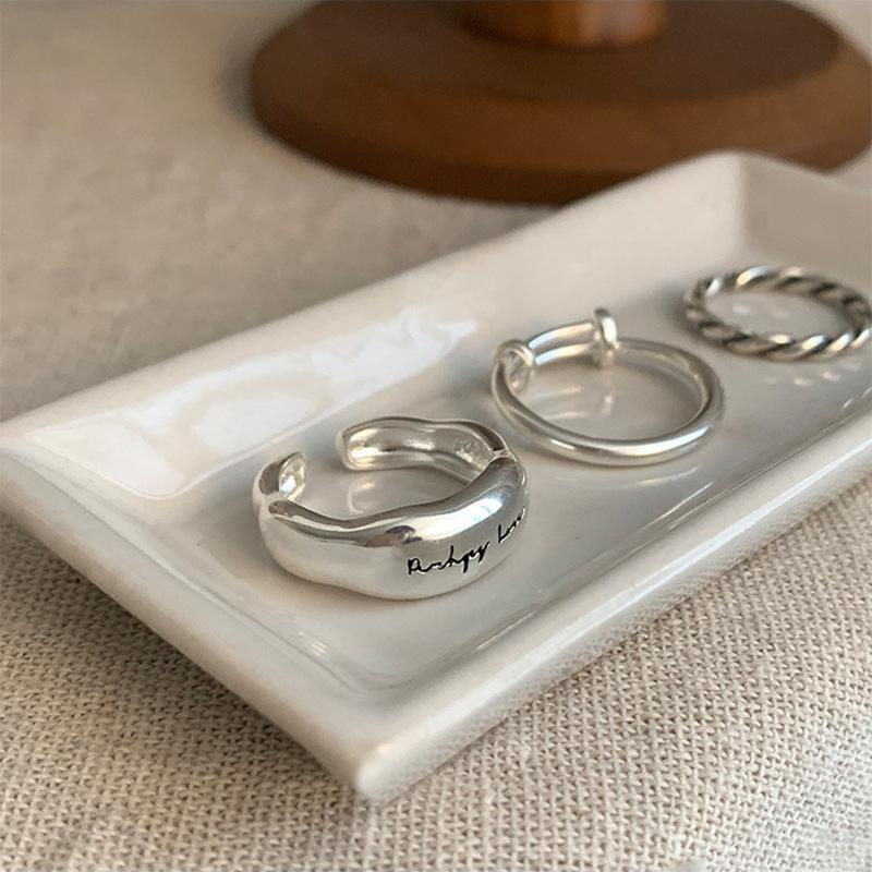 Unregelmäßiger glänzender gravierter offener Ring Ins Wind Nischendesign Senior Persönlichkeit verstellbarer Ring Tide Fingerringe Kreativer geometrischer Partyschmuck