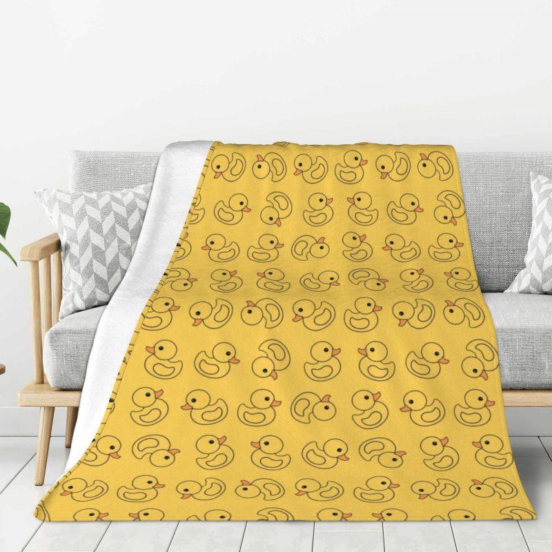 Couverture Canard en Caoutchouc Jaune Dessin Animé Animal Personnalisée Impression 3D Douce Polaire Flanelle Couvertures Chaudes pour Bureau Lit Canapé Couvre-lits