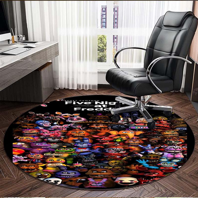 Five Nights at Freddy's Druck Runder Teppich, Waschbarer Bodenläufer, Für Eingangsbereich Wohnheim Waschküche Büro Arbeitszimmer, Heimdekoration Geburtstag Weihnachtsgeschenk