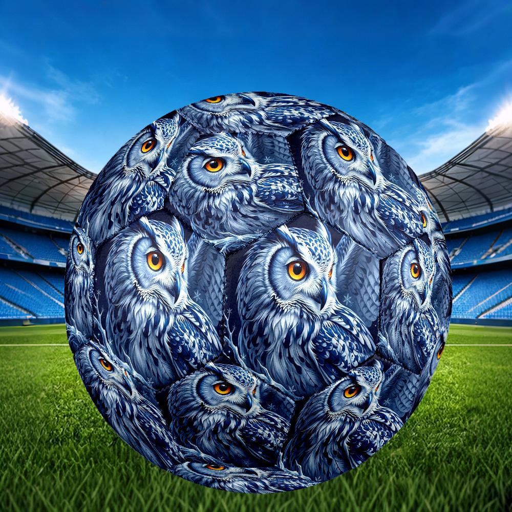 1 Stück Winter Eulen Majestät Thema Fußball, Größe 5, Leichtes PVC, Langlebiger Outdoor Trainingsfußball, Geschenk m61452